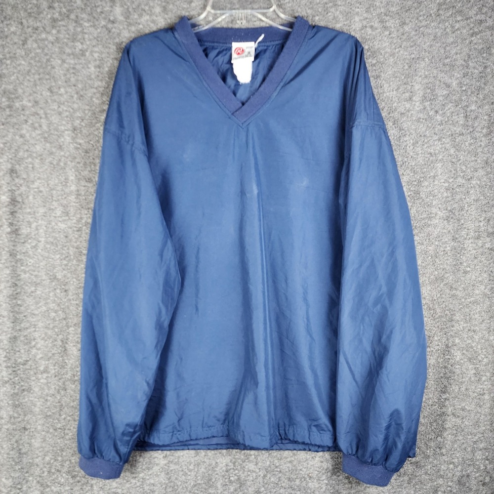 Rawlings Windbreaker Pullover Mens 2XL Blue V-Neck Side-Zip Vintage Sportswear